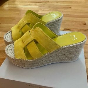 Marc Fischer Yellow Wedge Sandals